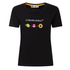 T-Shirt Donna Cotone Maglietta Manica Corta Ricamata Girocollo Aderente Firmate Made in Italy - Limoniamo?