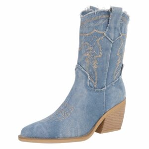 Texano in jeans con decori in corda