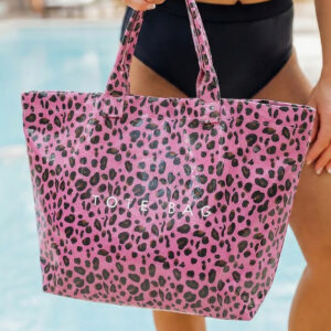 Rose Red Leopard PU Leather Water Proof Tote Bag